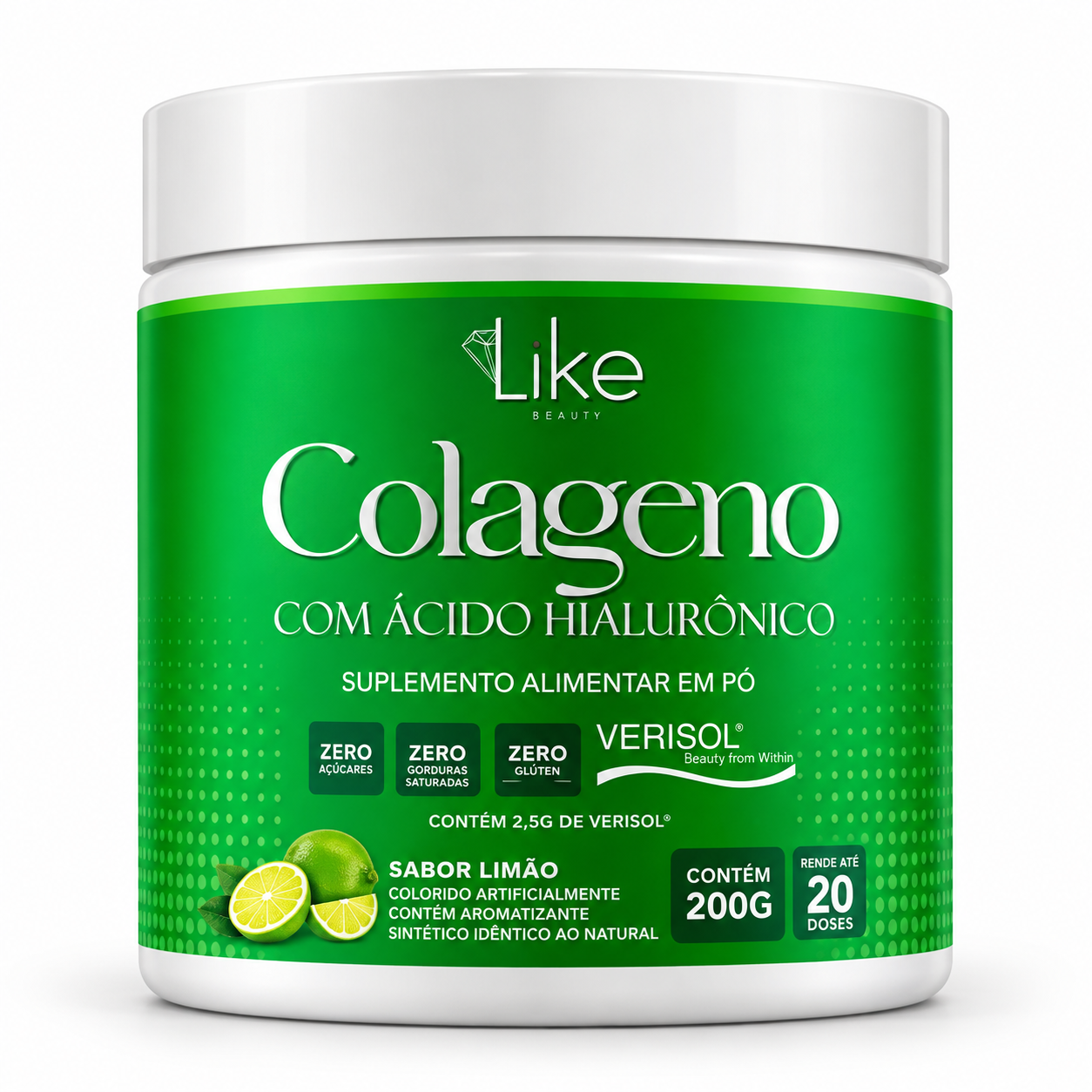 Colágeno Suplemento Alimentar Like - Sabor Limão 200g